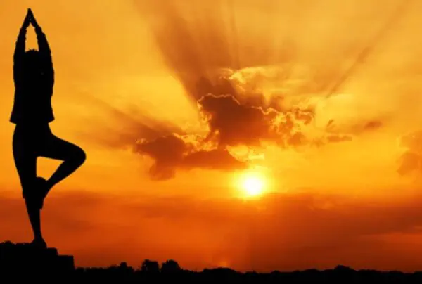 A person standing in front of the sun.